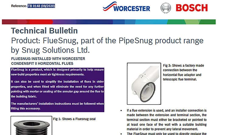 Worcester Bosch Technical Bulletin image of FlueSnug